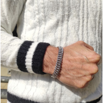 Men's bracelet, white gold, length 19.5 cm