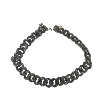 Cuban men's bracelet, 14 kt white gold, length 19.5 cm