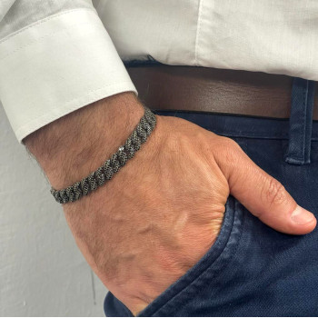 Cuban men's bracelet, 14 kt white gold, length 19.5 cm