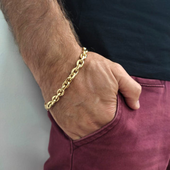 Anchor bracelet for a man, 14 kt yellow gold, length 24 cm