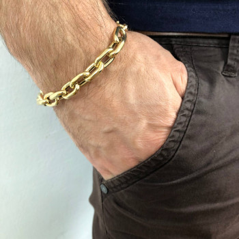 Anchor bracelet for a man, 14 kt yellow gold, length 21.5 cm