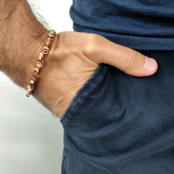 Men's bracelet, 14 kt red gold, length 21.5 cm