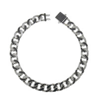 Cuban men's bracelet, 14 kt white gold, length 20.5 cm