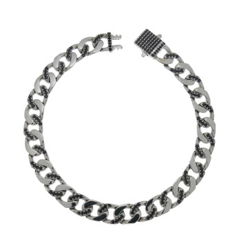 Cuban men's bracelet, 14 kt white gold, length 20.5 cm