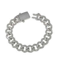 Cuban men's bracelet, 14 kt white gold, length 19 cm