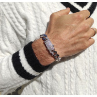 Cuban men's bracelet, 14 kt white gold, length 19 cm