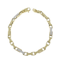 Men's bracelet, 14K yellow and white gold, length 21.5 cm