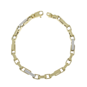 Men's bracelet, 14K yellow and white gold, length 21.5 cm