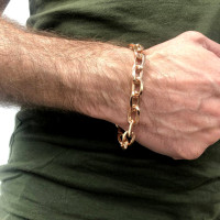 Men's bracelet, anchor, 14 kt red gold, length 22 cm