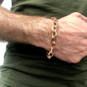 Men's bracelet, anchor, 14 kt red gold, length 22 cm