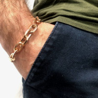 Men's bracelet, anchor, 14 kt red gold, length 21 cm