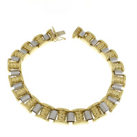 Men's bracelet, yellow and white gold, length 21.5 cm