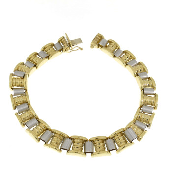 Men's bracelet, yellow and white gold, length 21.5 cm