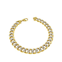 Men's bracelet, yellow and white gold, length 21 cm