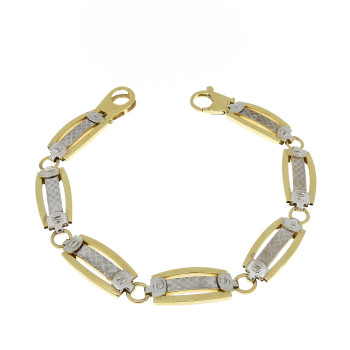 Men's bracelet, yellow and white gold, length 21 cm