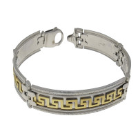 Men's bracelet, white and yellow gold 14 kt, length 21 cm