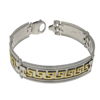 Men's bracelet, white and yellow gold 14 kt, length 21 cm