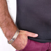 Men's bracelet, white and yellow gold 14 kt, length 21 cm