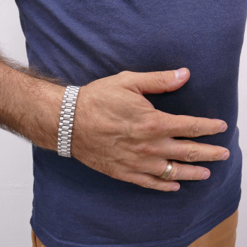 Men's bracelet, 14 kt white gold, length 21 cm