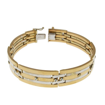 Men's bracelet, red and white gold, 14K, length 21 cm