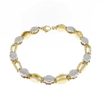 Men's bracelet, white and yellow gold, length 22.5 cm