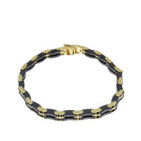 Men's bracelet, yellow gold and ceramic, length 20 cm