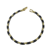 Men's bracelet, yellow gold and ceramic, length 20.5 cm