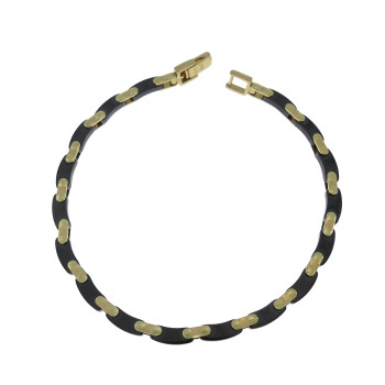 Men's bracelet, yellow gold and ceramic, length 20.5 cm