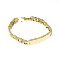 Men's bracelet, Cuban, 14 kt yellow gold, length 19 cm, cubic zirconia