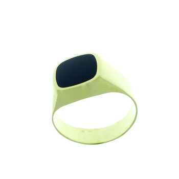 Gold men`s ring, yellow gold with onyx