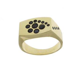 Gold men`s ring, yellow gold with zirconium
