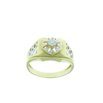 Gold men`s ring, yellow gold with zirconium