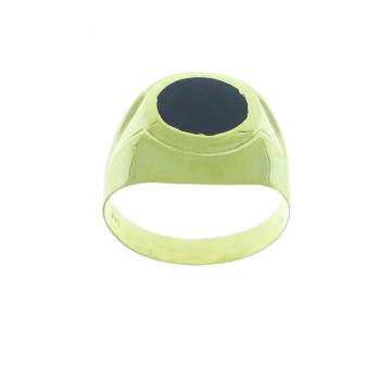 Gold men`s ring, yellow gold with onyx
