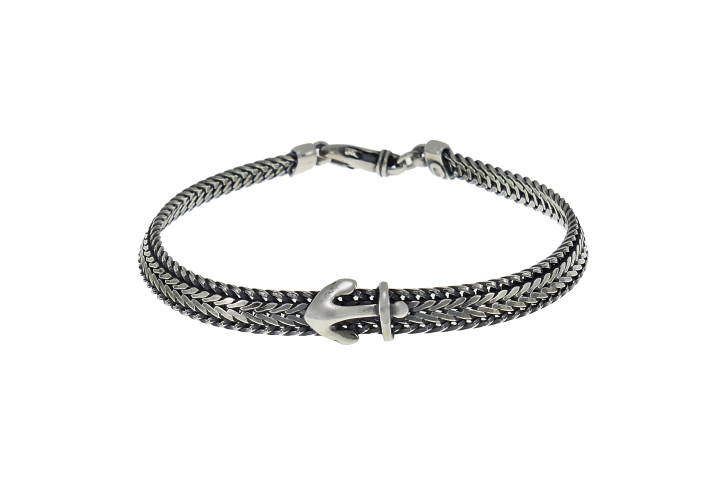 Silver chain on hand for a man