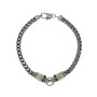 Silver chain on hand for a man