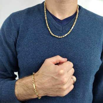 Chain and bracelet, 14 kt yellow gold