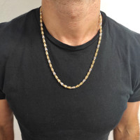 שרשרת גברים, זהב צהוב ולבן 14 קראט אורך 58 סיימ