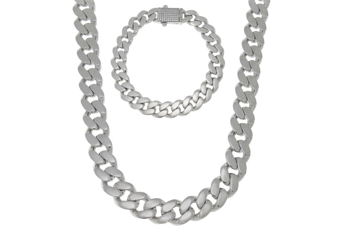 Cuban gold chain and bracelet for man