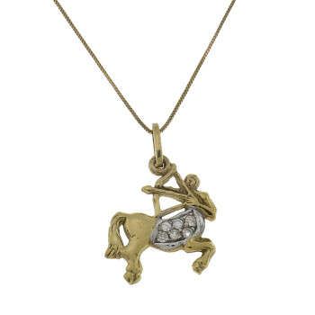 Pendant - zodiac Sagittarius, 14k yellow gold