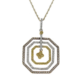Pendant with diamonds, red and white gold 14 kt