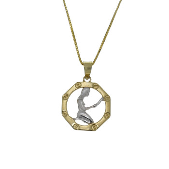 Gold pendant - Virgo, yellow and white gold 14 kt