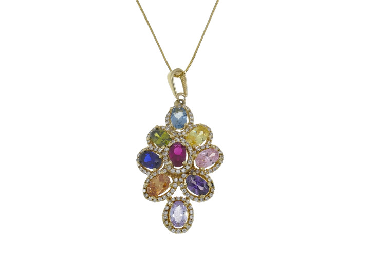 Gold pendant multicolor