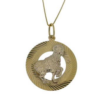 Gold pendant - Aries, yellow gold 14 kt
