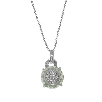 Women's pendant with diamonds and amethyst, 14K white gold, length 50 cm
