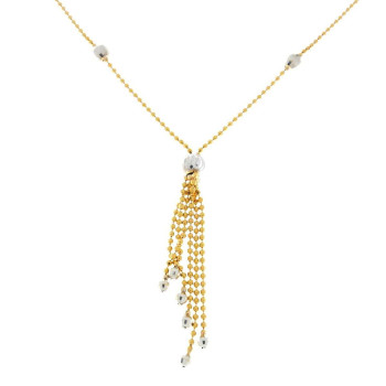 Women's chain with pendant, yellow and white gold, length 56 cm