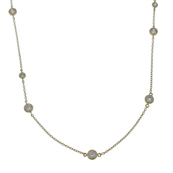 Women's chain, 14 kt yellow gold with zirconium, length 45 cm