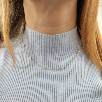 Women's chain, 14 kt yellow gold with zirconium, length 45 cm