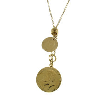 תליון עם שרשרת - מטבע קינג ג'ורג', זהב צהוב 14K, אורך 55 ס"מ