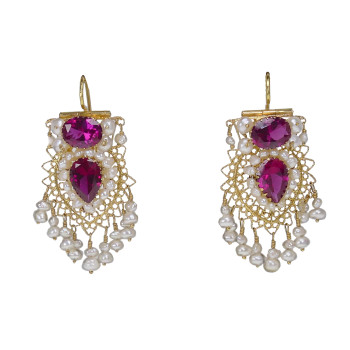 Bukhara earrings for women, 14K yellow gold