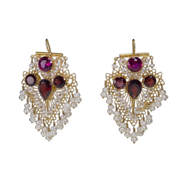 Bukhara earrings for women, 14K yellow gold